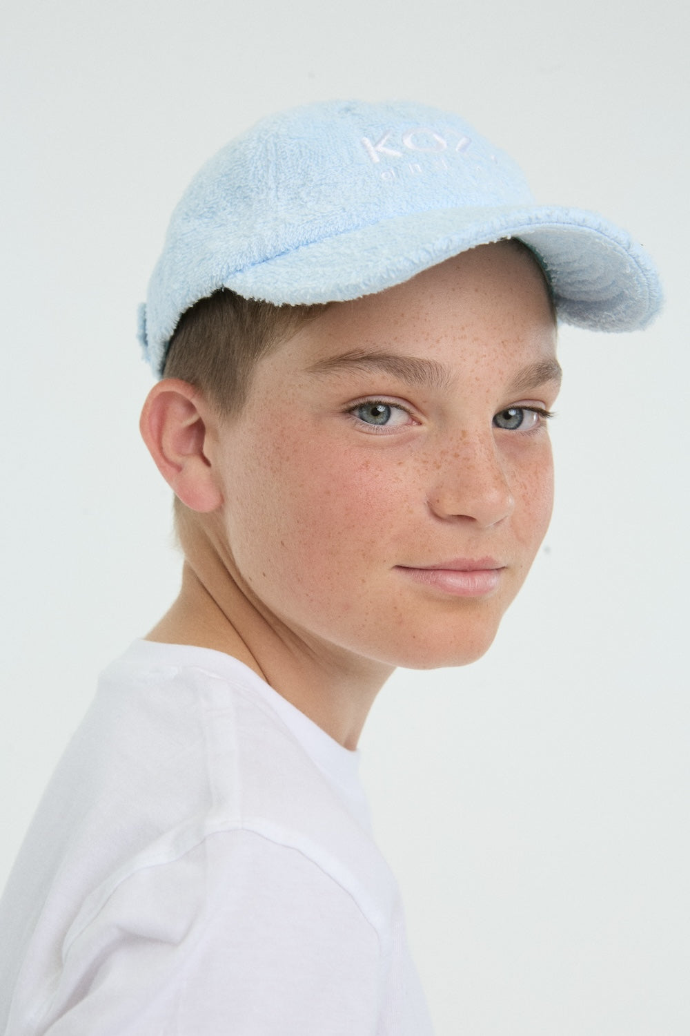 Kids Terry Cap in Pastel Blue