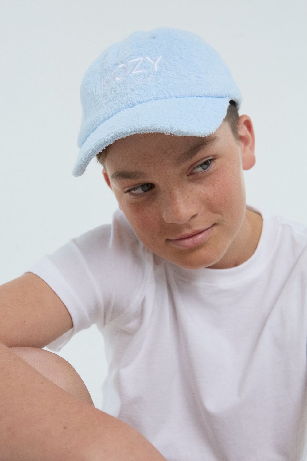 Kids Terry Cap in Pastel Blue